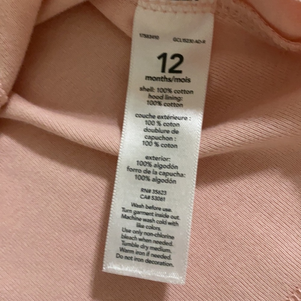 Carter’s baby girl hoodie set pink and floral 12m - Picture 8 of 9